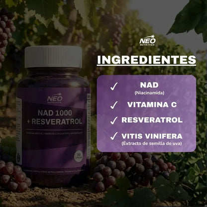 NAD+RESVERATROL - SUPLEMENTO ANTIEDAD